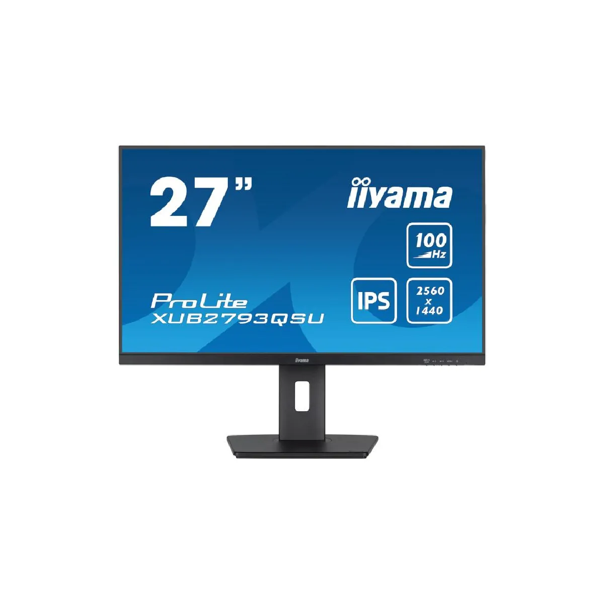 Ecran IIYAMA 27" Ultra mince dalle IPS 16:9 1ms 2560x1440 100Hz 250cd/m² 1xHDMI 1xDisplayPort 2xUSB HUB (3.2) HPs2x2W 15cm pied réglable en hauteur + Pivot TCO