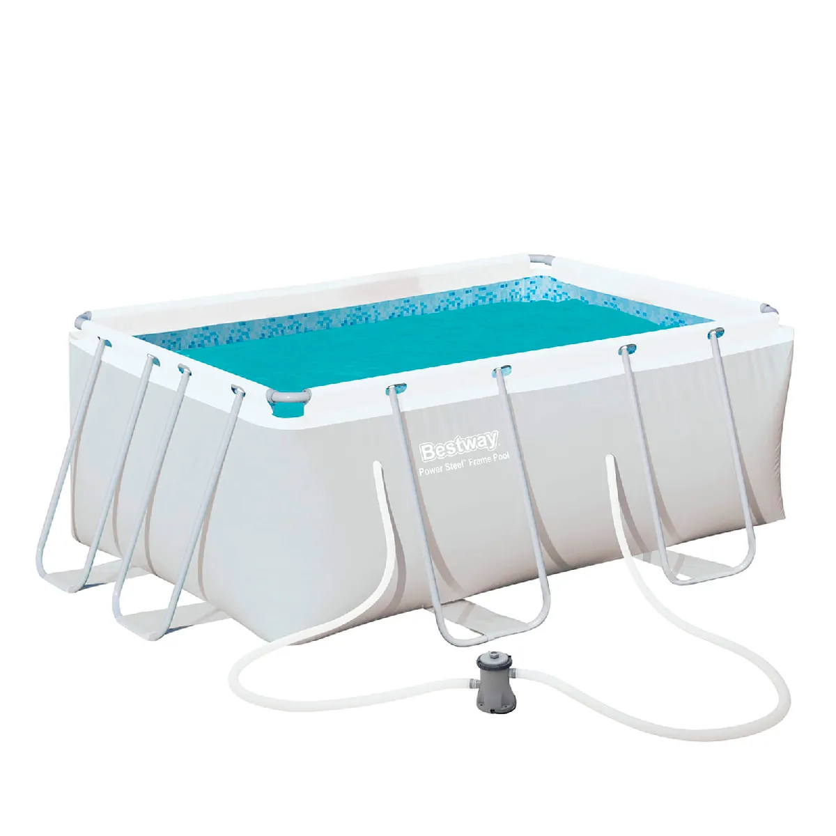 Piscine Hors Sol Tubulaire Bestway Power Steel Rectangulaire 287x201x100 cm Épurateur à Cartouche de 1.249 l/h Échelle