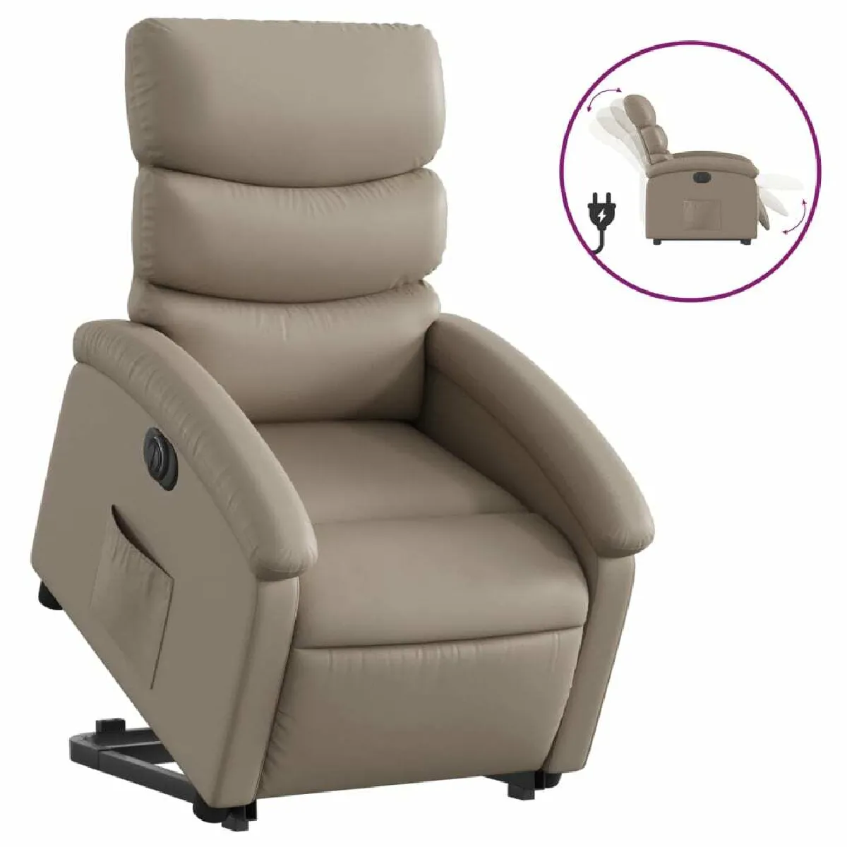 Fauteuil Relax pour salon, Fauteuil inclinable électrique cappuccino similicuir -GKD38356