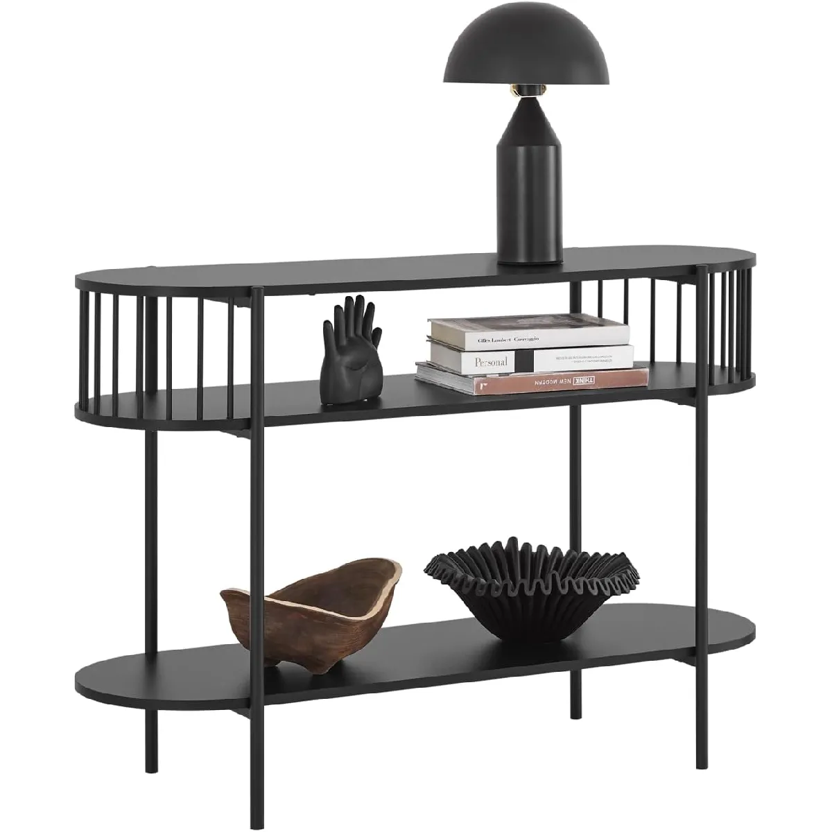 SoBuy FSB90-SCH Table Console à 3 Niveaux, Table d’appoint Design, Table d’Entrée, Meuble d'Entrée – 110 x 39 x 76 cm, pour Salon, Entrée, Couloir, Noir