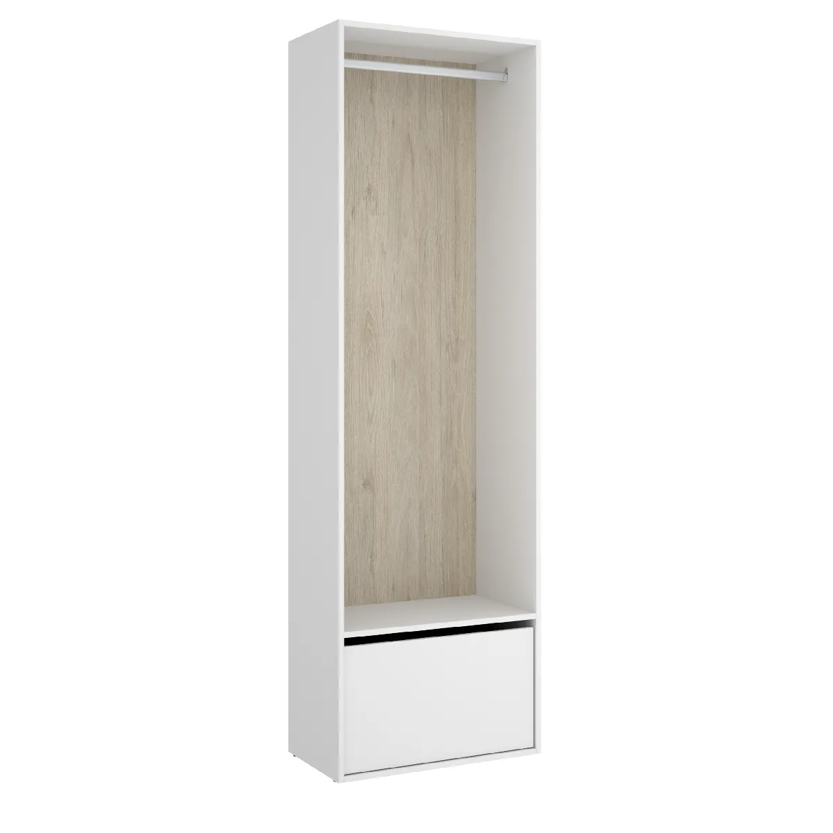 Dressing avec porte chaussure et fond d'arrière réversible coloris chêne naturel, blanc - Longueur 60 x Profondeur 45 x Hauteur 205 cm