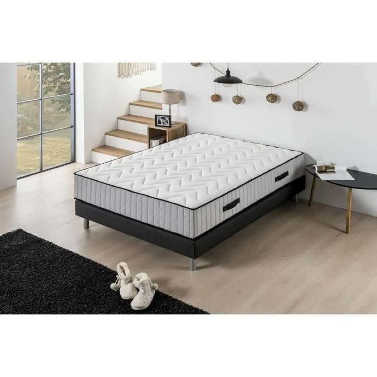 Ensemble sommier + matelas 160 x 200 cm - 672 Ressorts ensachés - 7 zones de confort - 27 cm