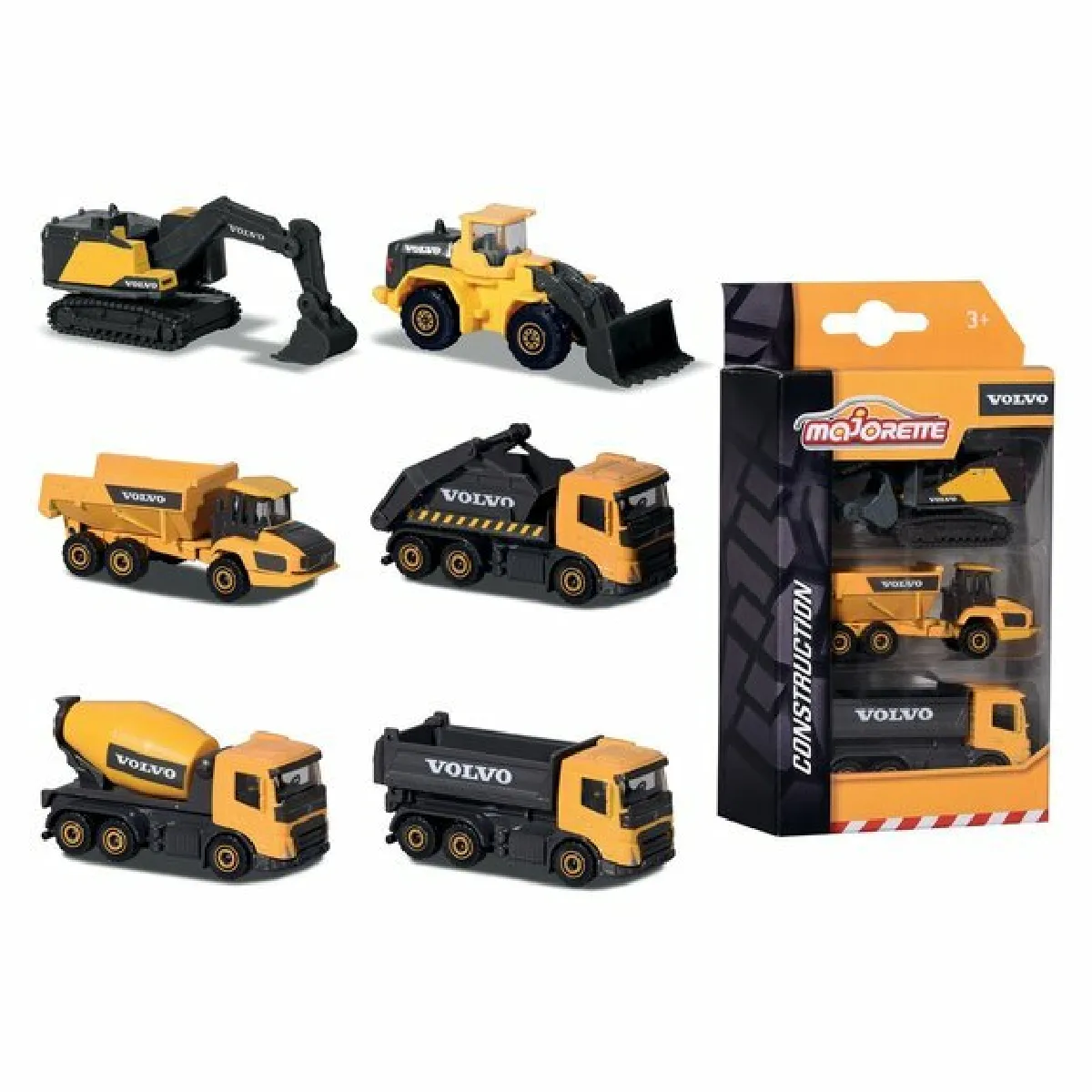 Coffret 3 véhicules de chantier Volvo Construction Majorette Premium