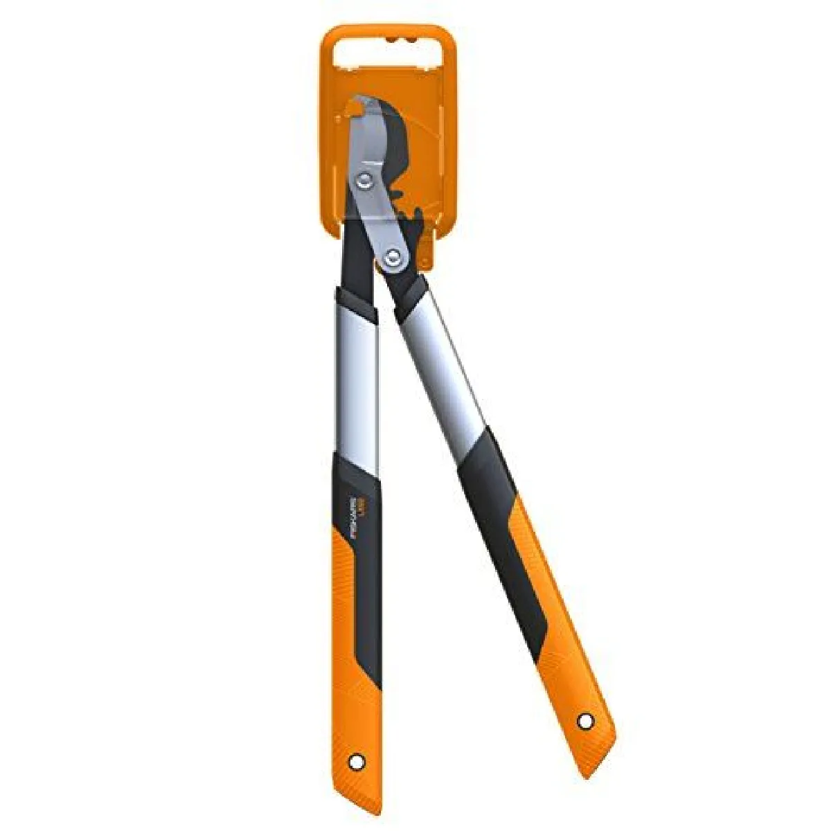 Fiskars Coupe-branches à lames franches pour bois vert, Système à crémaillère PowerGear X, Taille S, Diamètre de coupe: 3,8 cm, Lames en acier trempé avec revêtement antiadhésif, Longueur: 57 cm, Noir/Orange, LX92, 1020186