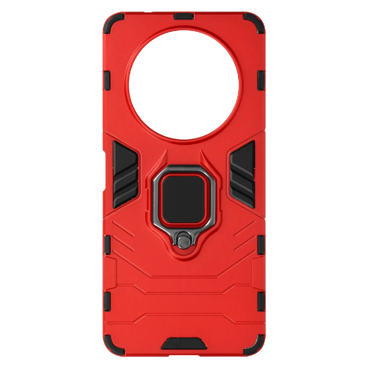 Avizar Coque pour Xiaomi Redmi A3 Anneau Support Bi-matière Antichoc Rouge