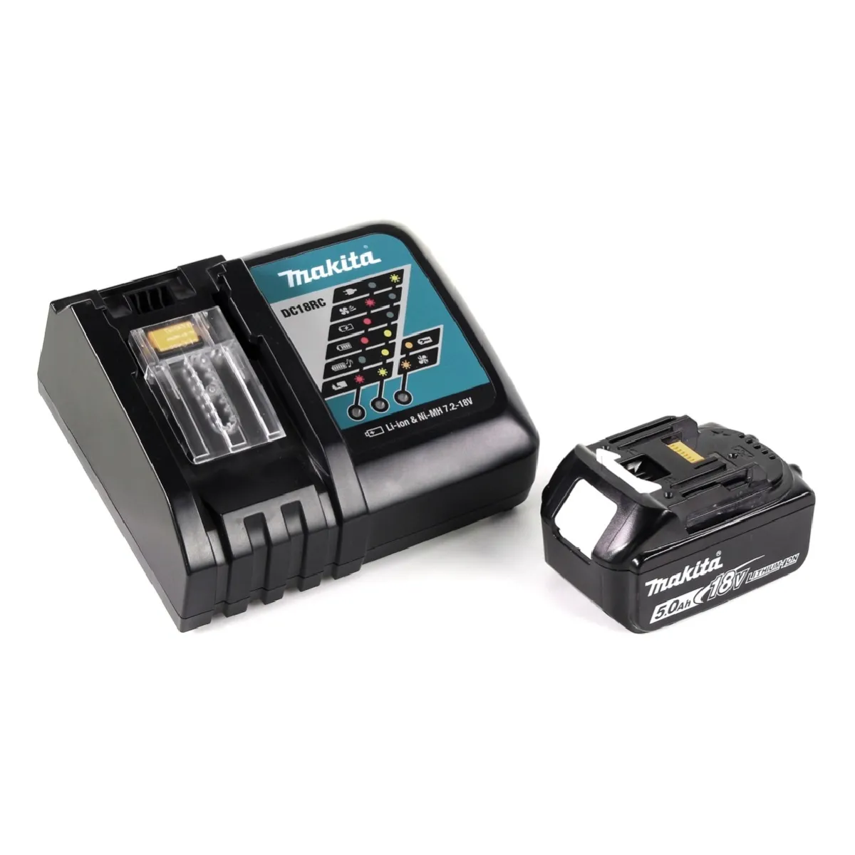 Makita DHP 485 RT1J Perceuse visseuse à percussion sans fil 18 V Li-Ion + 1x Batterie 5,0 Ah + 1x Chargeur + 1x Coffret de transport