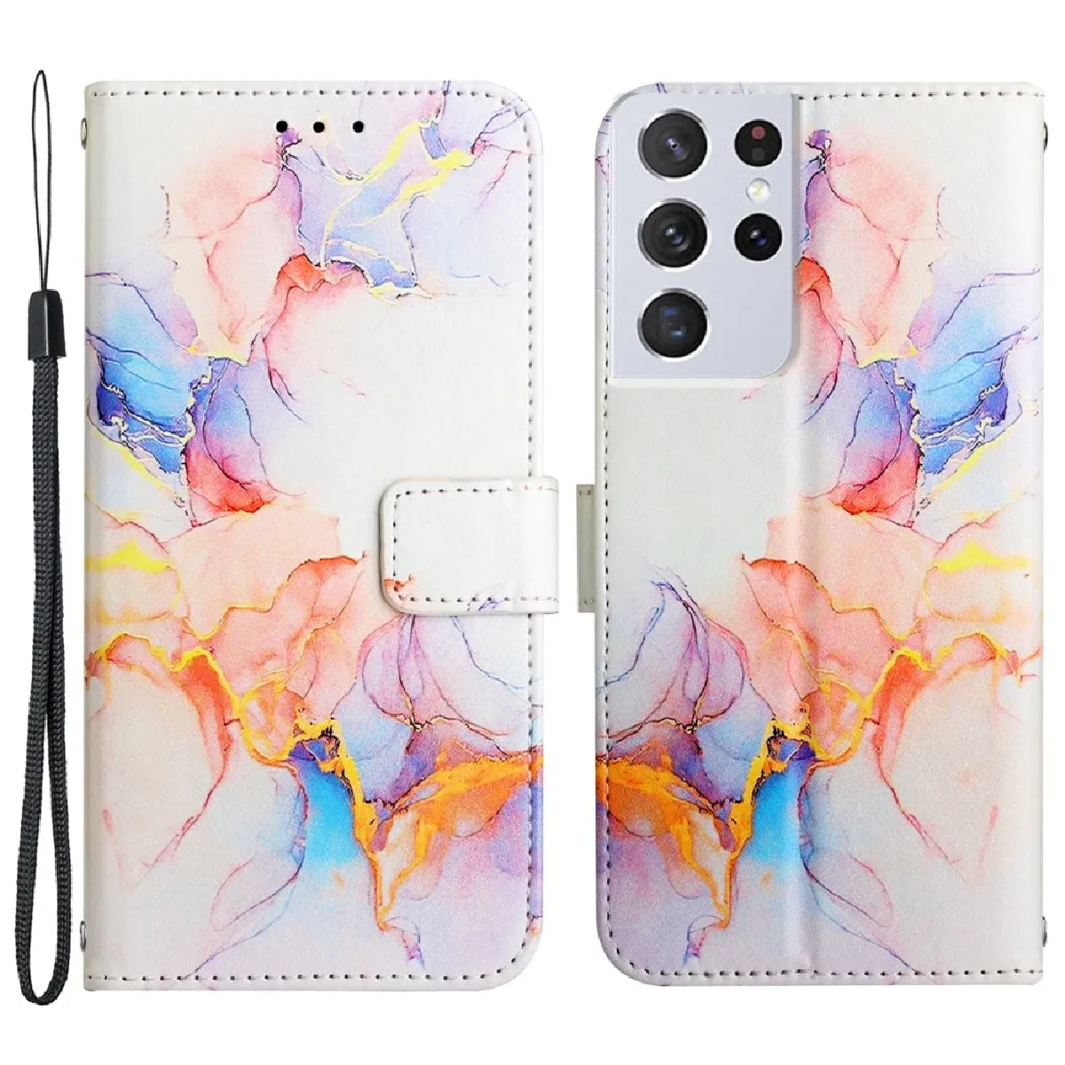 Etui en PU + TPU antichoc avec support Bille de la galaxie pour votre Samsung Galaxy S21 Ultra 5G