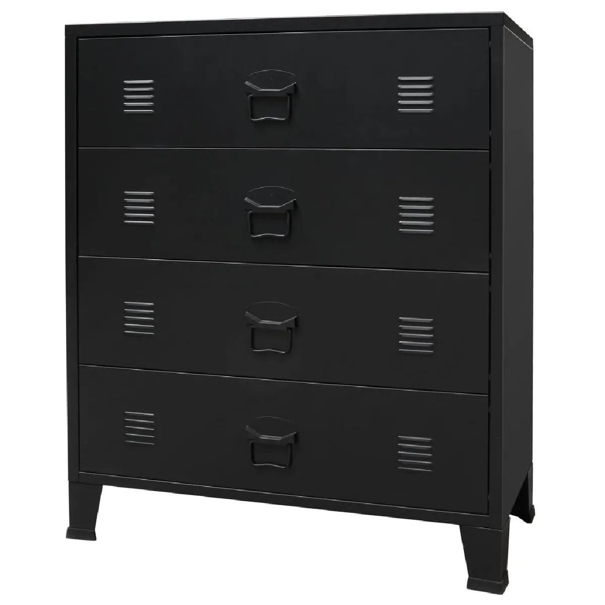 Buffet bahut armoire console meuble de rangement à tiroirs métal style industriel 93 cm noir 4402223