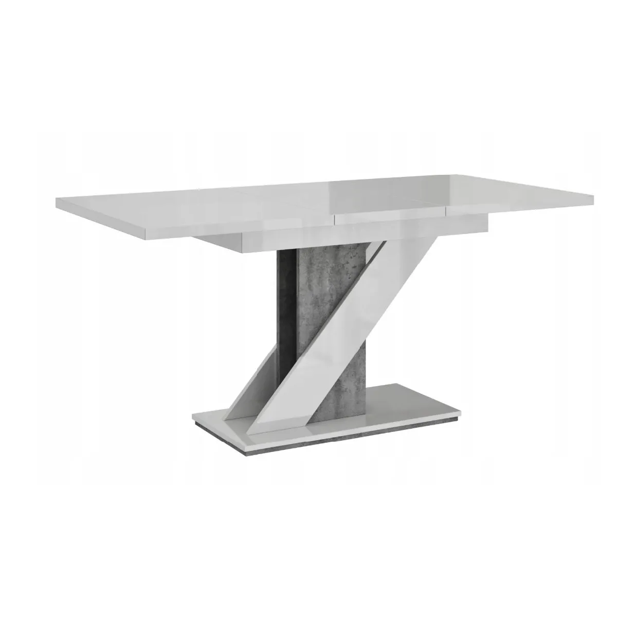 TABLE A MANGER EXTENSIBLE EVAN - BLANC LAQUE ET BETON 120-160 CM