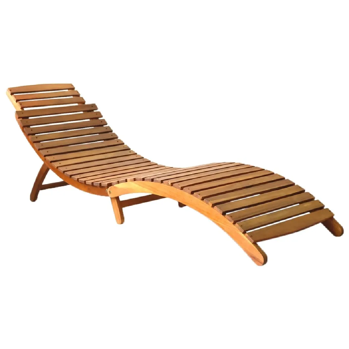 Transat chaise longue bain de soleil lit de jardin terrasse meuble d'extérieur bois d'acacia solide marron 02_0012708