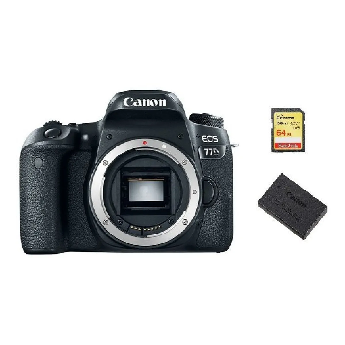 CANON EOS 77D Body + 64GB SD card + LP-E17 Battery