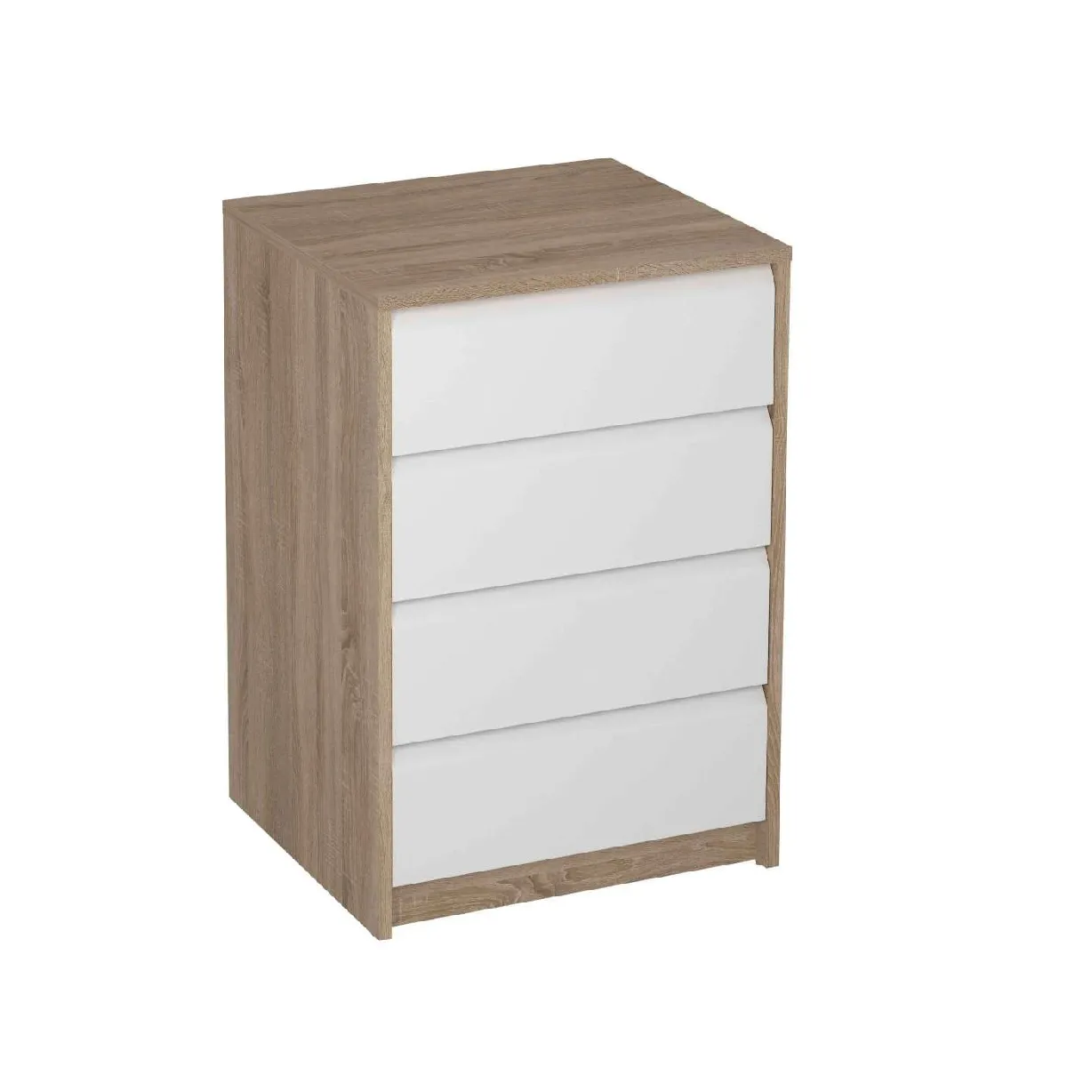 Commode Meuble de rangement coloris chêne / blanc - Longueur 50 x Hauteur 73.4 x Profondeur 45 cm