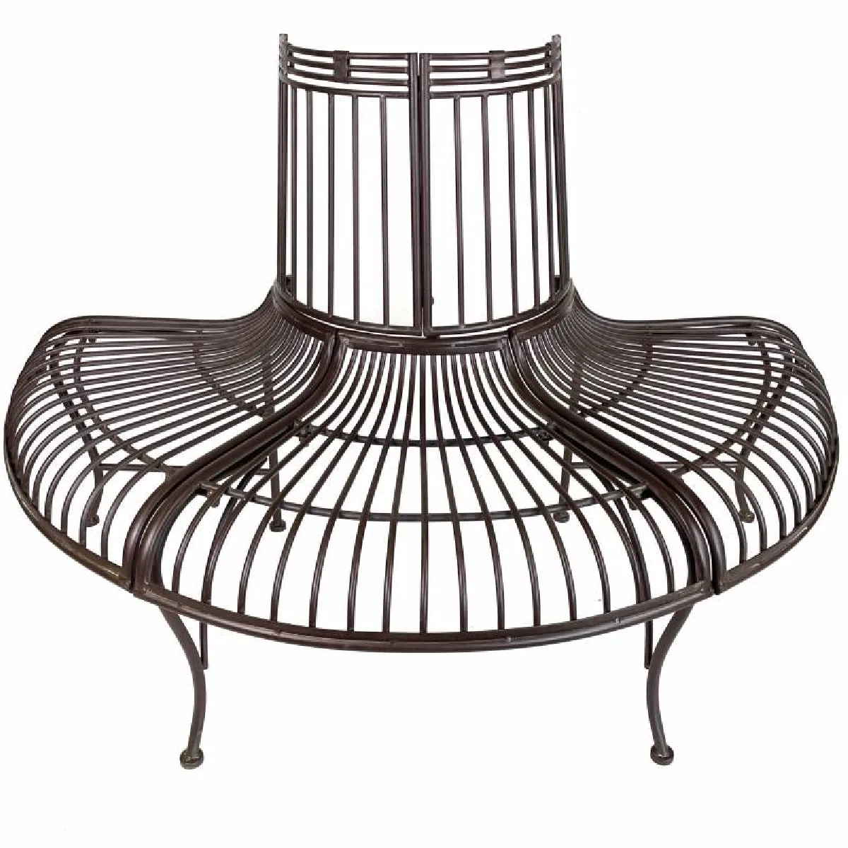 Banc de Jardin Semi-Circulaire Tour d'Arbre Demi-Lune Banquette de Parc en Fer Patiné Marron 69x86x134cm