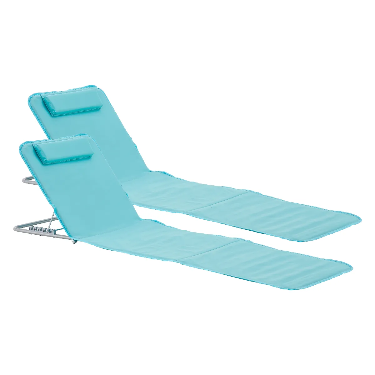 Lot de 2 tapis de plage Cellorigo avec dossier inclinable 160 x 49 cm turquoise [en.casa]