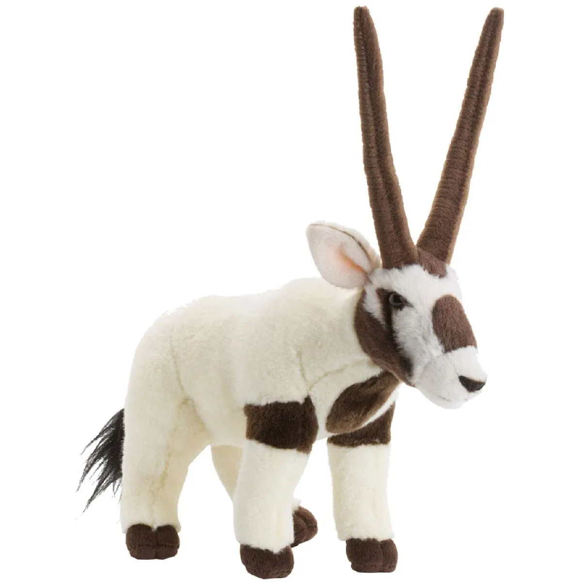 peluche Gazelle Oryx de 23 cm blanc marron