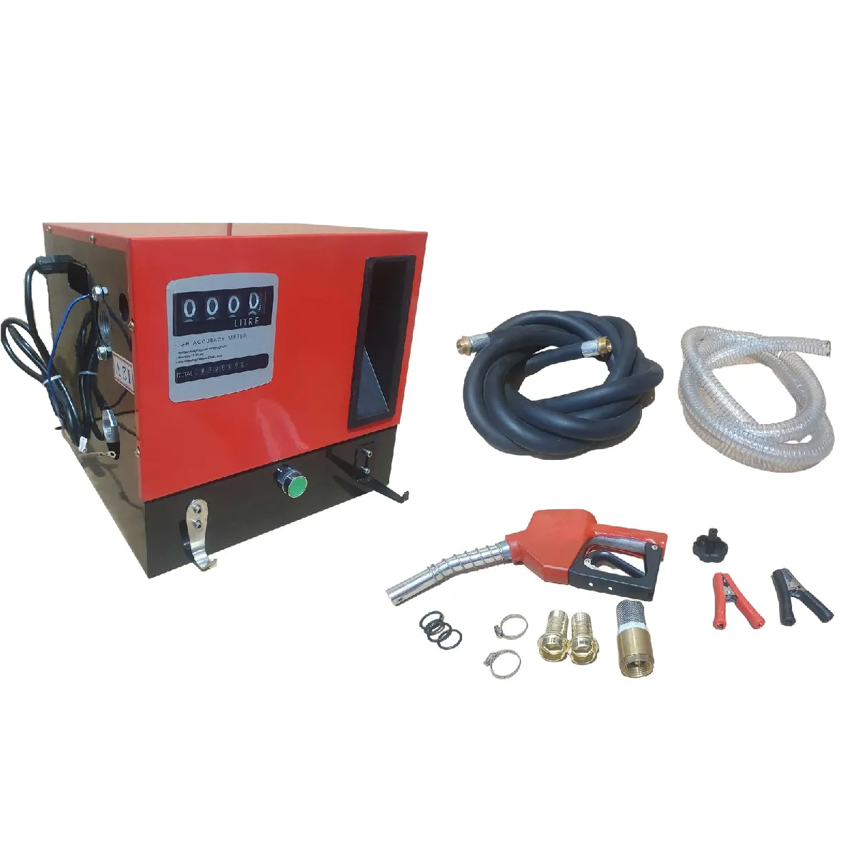 NEDLP-27 Pompe à fuel gasoil diesel 12V 40l/min 150W avec pistolet automatique, clapet anti-retour, crépine d'aspiration