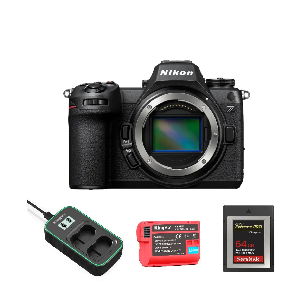 Nikon Z6 III Camera + Kingma battery Charger kit+ SanDisk 64GB CF CFexpress Type B Memory Card