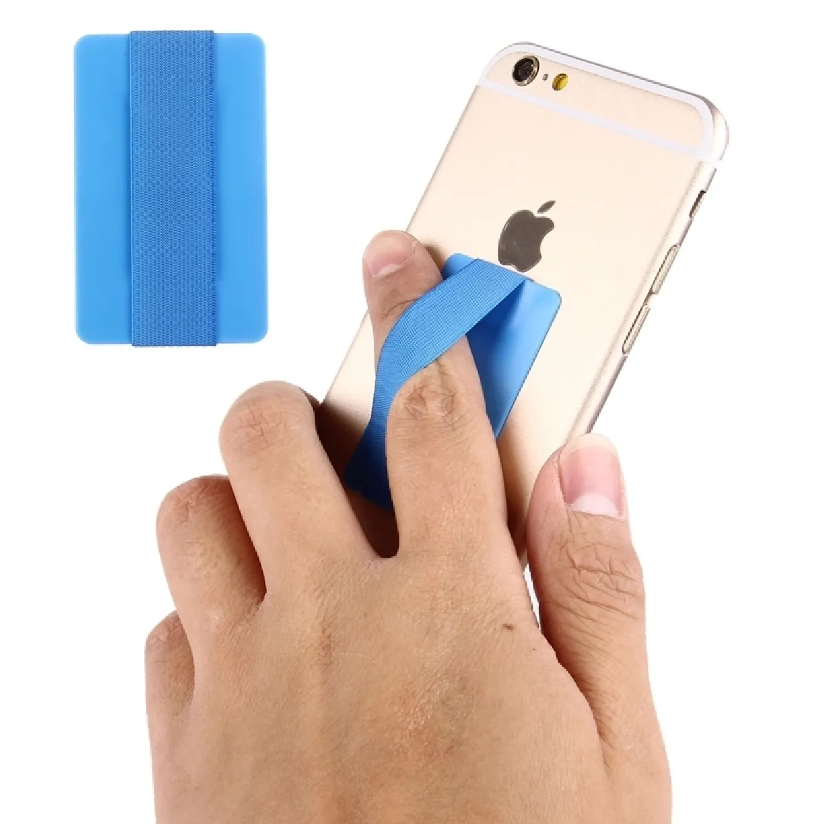 Support Holder bleu pour iPhone, Galaxy, , Xiaomi, LG, HTC et tablettes Courroie universelle ultra-fine, taille: 53 x 33 x 1,8 mm,