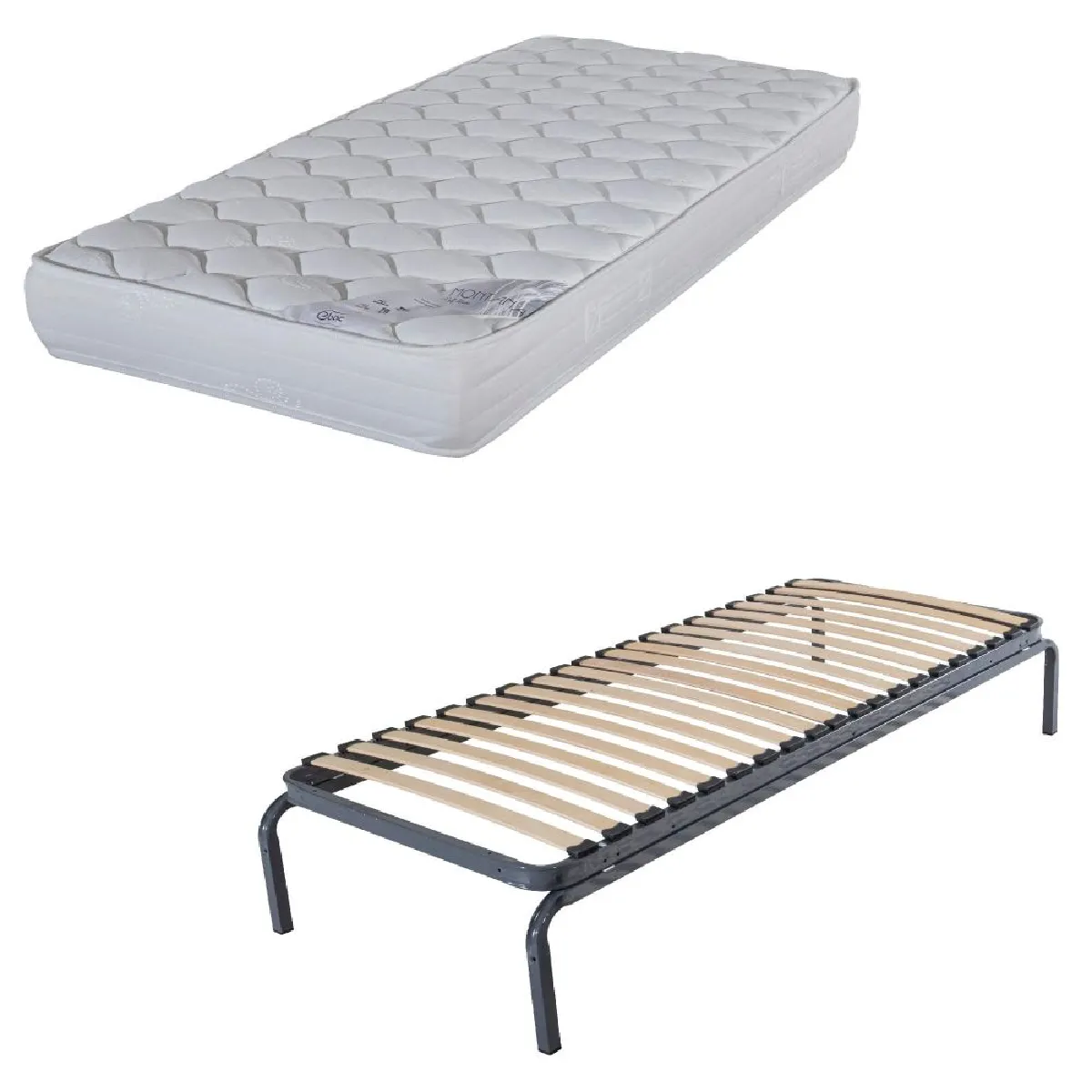 Lit gigogne + matelas Montana - 80x190 - Mousse - 20 lattes bois - Gain de place