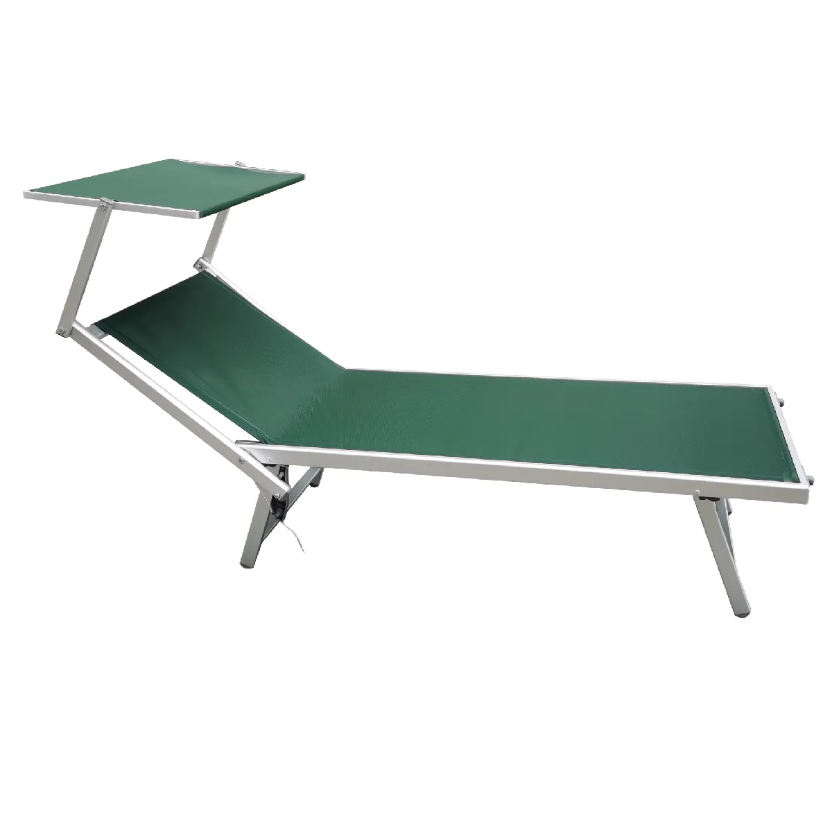 Chaise Longue De Plage En Aluminium Textilène Vert 38x186x61