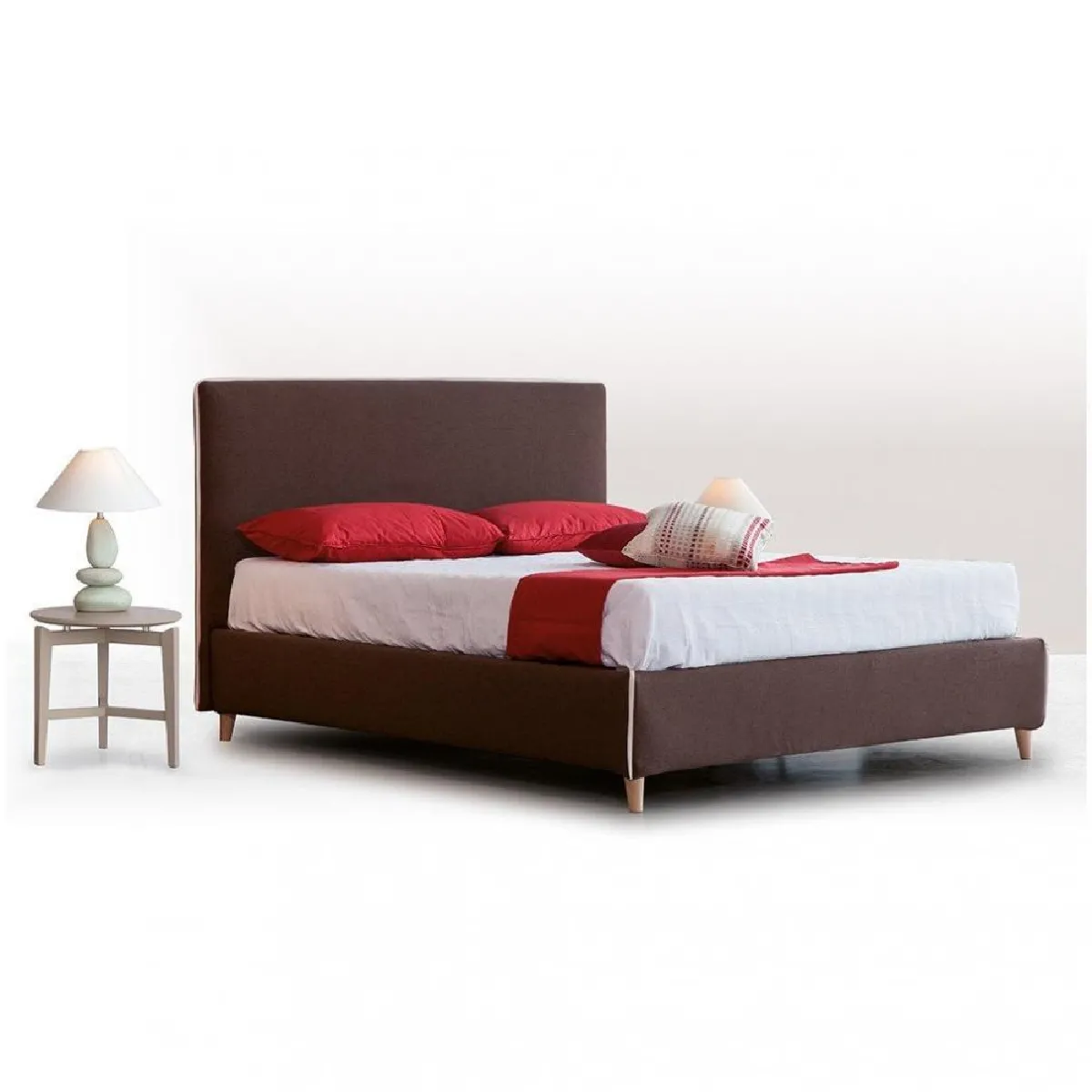 Lit coffre DARIOS couchage 120x200 cm tissu Queens marron