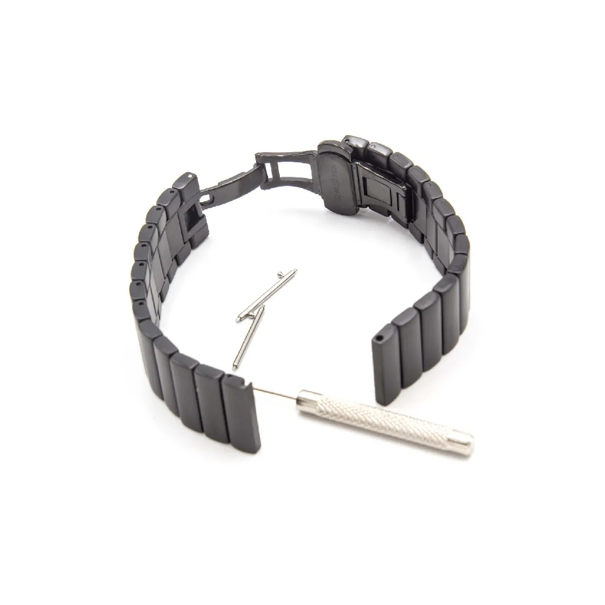 vhbw bracelet compatible avec Withings Steel Hr, 40mm montre connectée - 17,5cm acier inoxydable noir