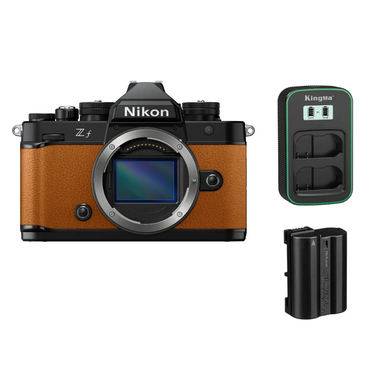 Nikon Z f Body Black+film protecteur orange + KINGMA PD3.0 9V/2A Dual LCD Battery Charger for NIkon EN-EL 15 + Nikon EN-EL15c Battery