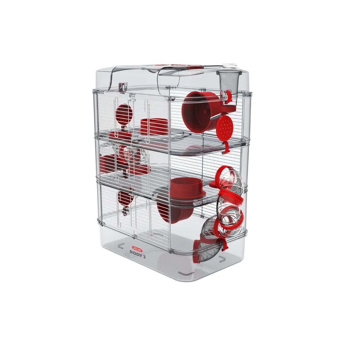 Cage pour petits rongeurs Rody 3 trio rouge grenadine.