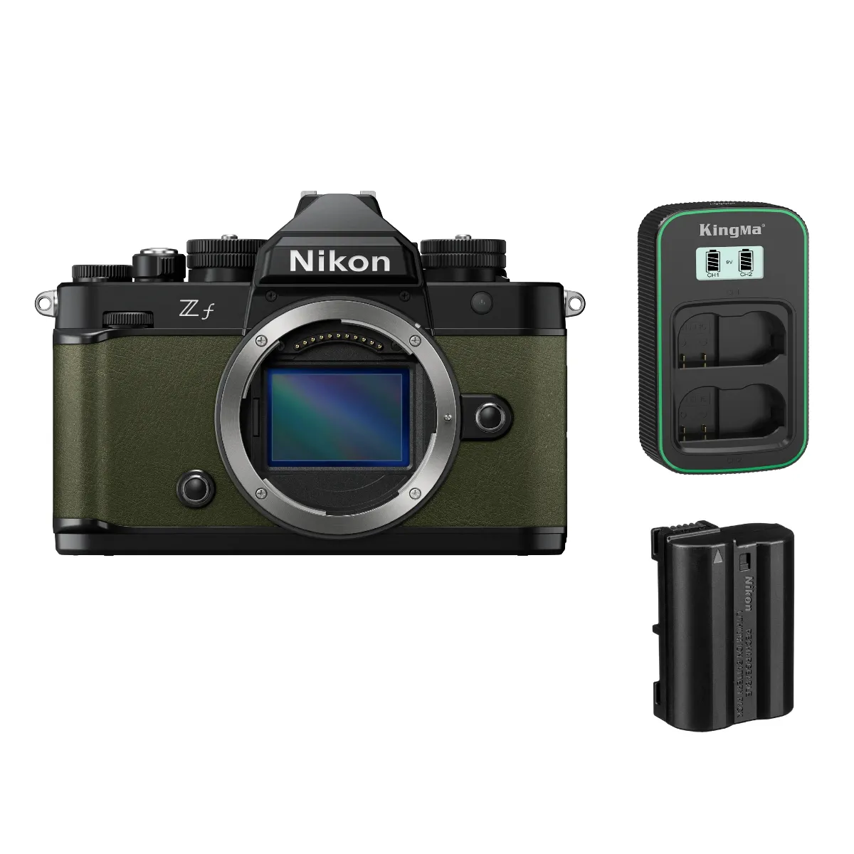 Nikon Z f Body Black+film protecteur vert+KINGMA PD3.0 9V/2A Dual LCD Battery Charger for NIkon EN-EL 15 + Nikon EN-EL15c Battery