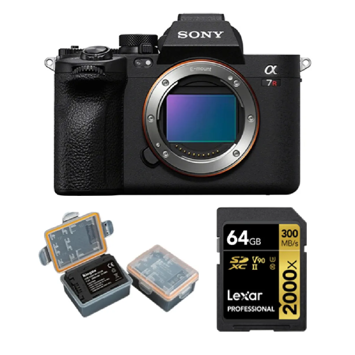 Sony Alpha A7R V Caméra+Lexar 128GB Professional 2000x UHS-II SDXC Memory Card + Kingma 2000mAh Battery (Sony NP-FZ100)