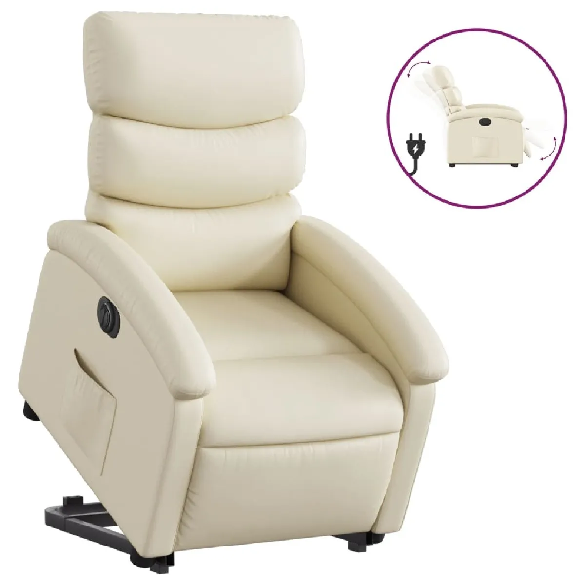 Fauteuil Relax pour salon, Fauteuil inclinable électrique crème similicuir -GKD52357