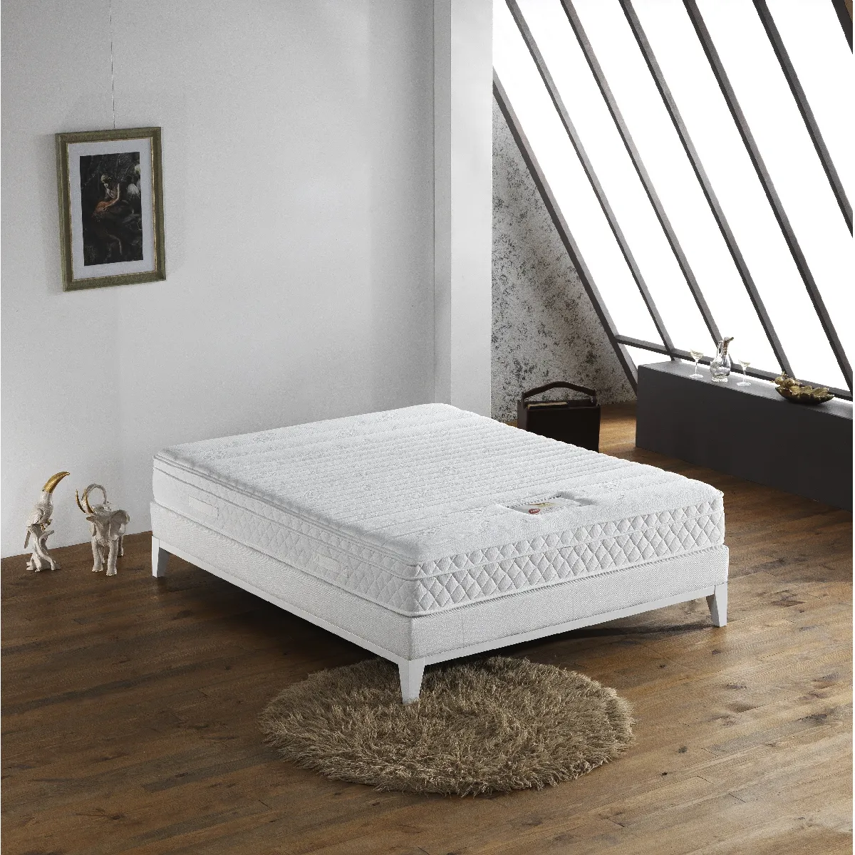 Matelas memoryplus a Ressorts Ensaches + 3,5 cm Latex Naturel à 70 % en 75 Kg/m3 + Alese 160x200 Hauteur +/- 22,5 cm - Accueil Moelleux - Soutien Ferme + Oreiller Visco - 5 Zones de Confort - Hypoallergenique