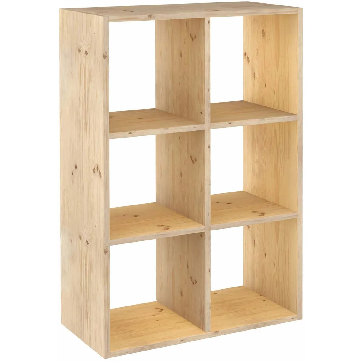 Étagère cubes en bois brut Dinamic 6 cases.