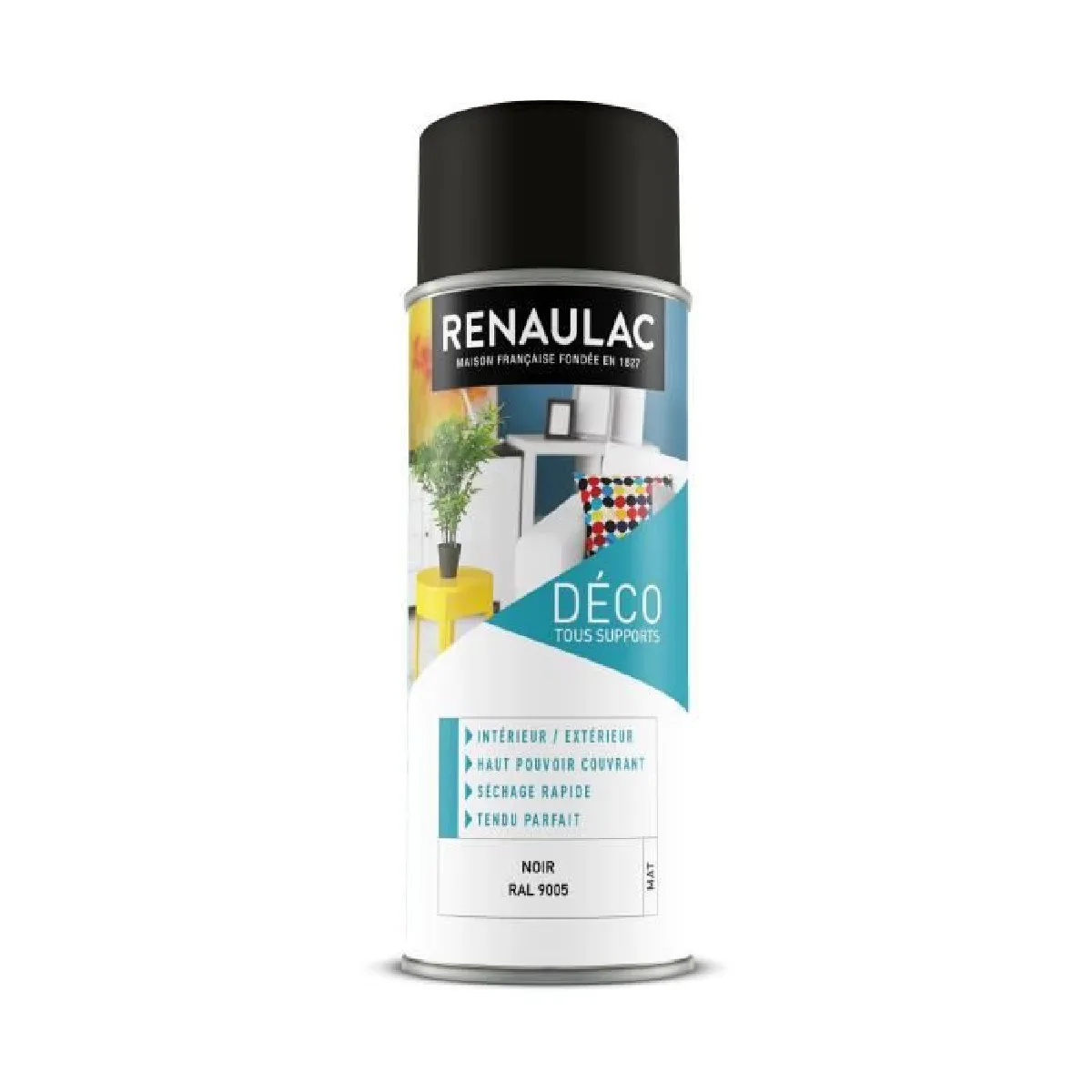 RENAULAC Peinture aerosol 0,4 L noir mat