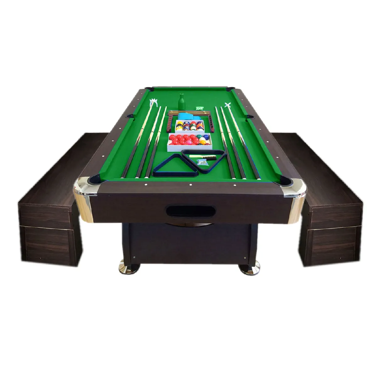 BILLARD AMERICAIN 8FT SNOOKER TABLE DE BILLARD Vintage Vert + BANCS A CONTENEURS