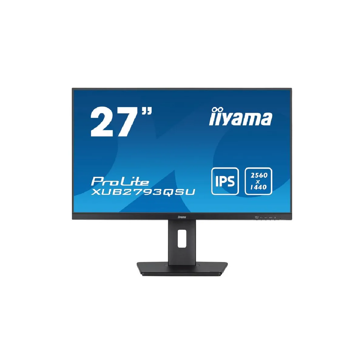 Ecran IIYAMA 27" Ultra mince dalle IPS 16:9 1ms 2560x1440 100Hz 300cd/m² HDMI DisplayPort 2xUSB HUB (3.2) HPs2x2W 15cm pied réglable en hauteur + Pivot TCO