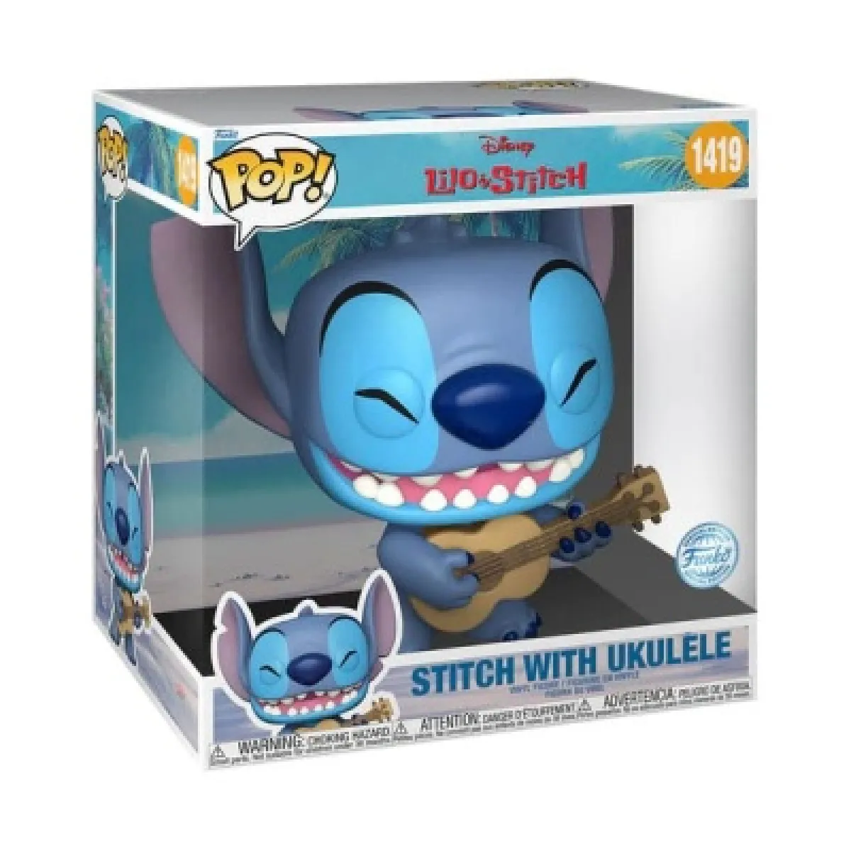 Funko POP Jumbo Disney Lilo & Stitch Stitch avec Ukulélé exclusif 10"- 1419