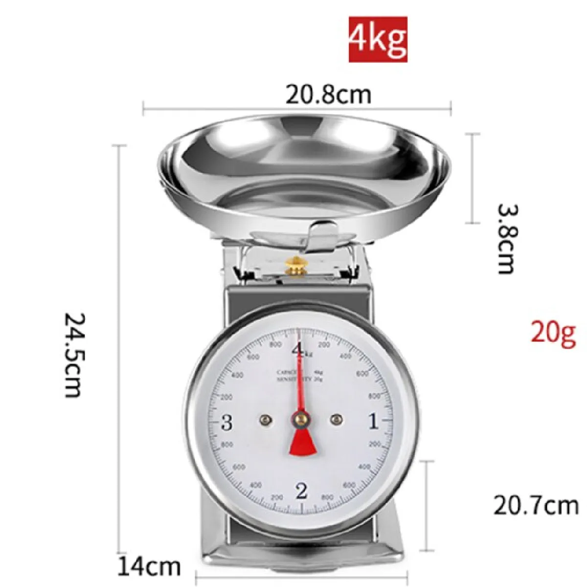 Mécanique de cuisine domestique en acier inoxydable 304 Echelle 4kg - Balance de cuisine