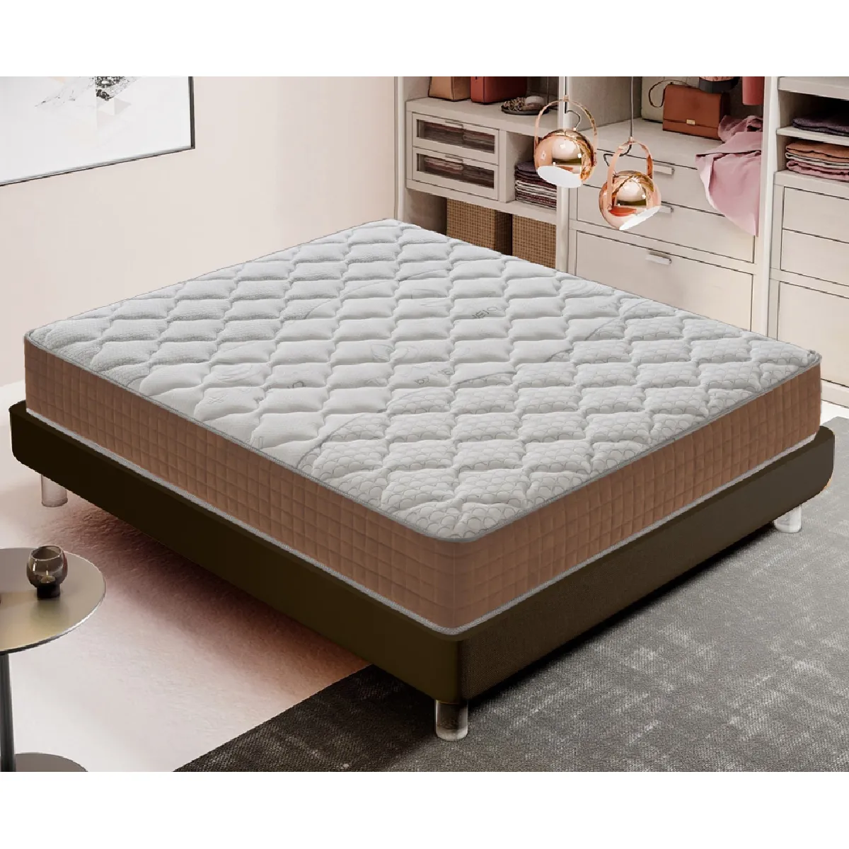 Matelas 160x200 avec 1600 ressorts ensachés et mousse à mémoire à 9 zones différenciées - 25cm de hauteur - Orthopédique - Anatomique - Antibactérien - Anti-acarien - Dispositif médical - 100% Made in Italy