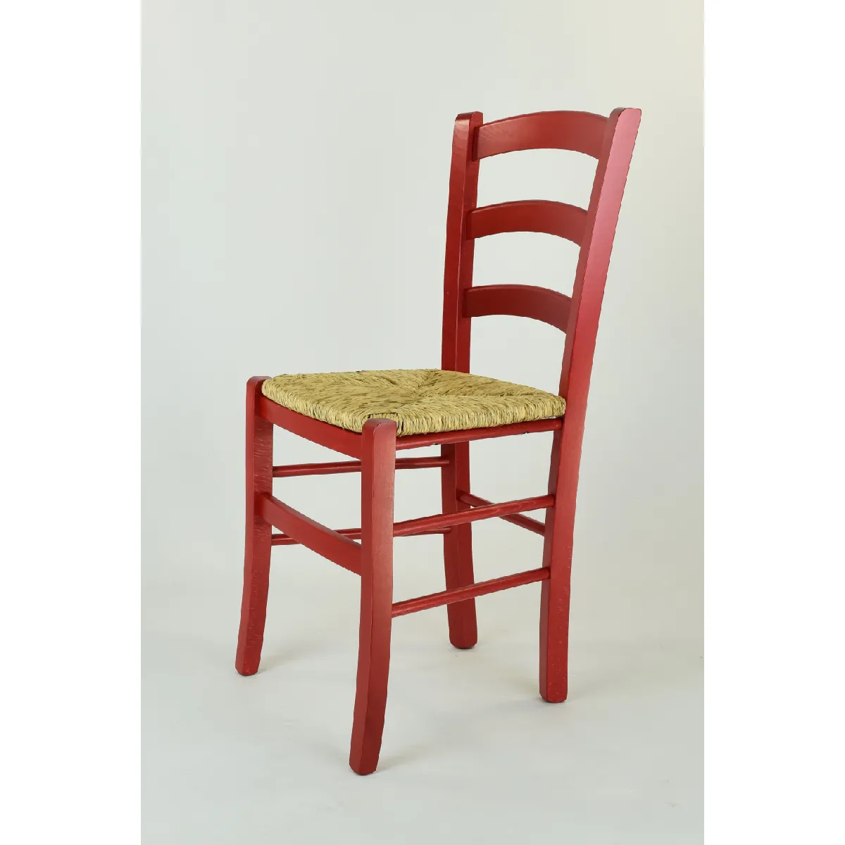 Tommychairs - Set 2 chaises Venezia pour la Cuisine et la Salle à Manger, Structure en Bois Coleur Aniline Rouge, Assise en Paille