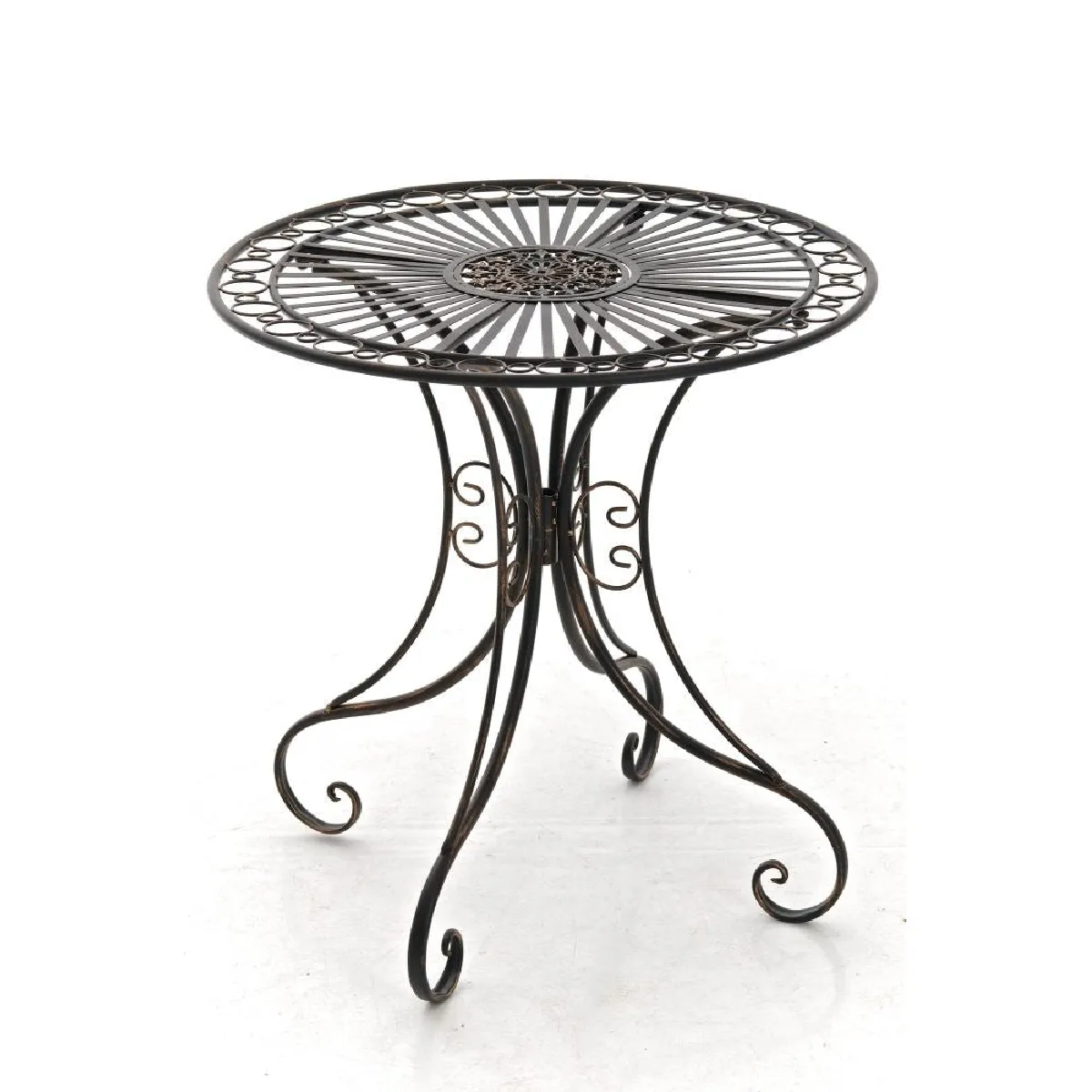 Table de jardin en fer forgé diamètre Ø 70 cm bronze vieilli MDJ10050