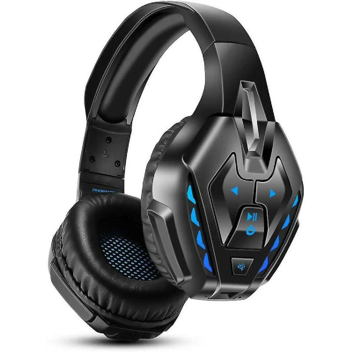 Casque de jeu pour Xbox One, casque sans fil Bluetooth pour la musique, casque de jeu filaire pour PS4, PS5, PC, commutateur Nintendo avec micro antibruit et surround de basses 7.1, lumière LED(Bleu)