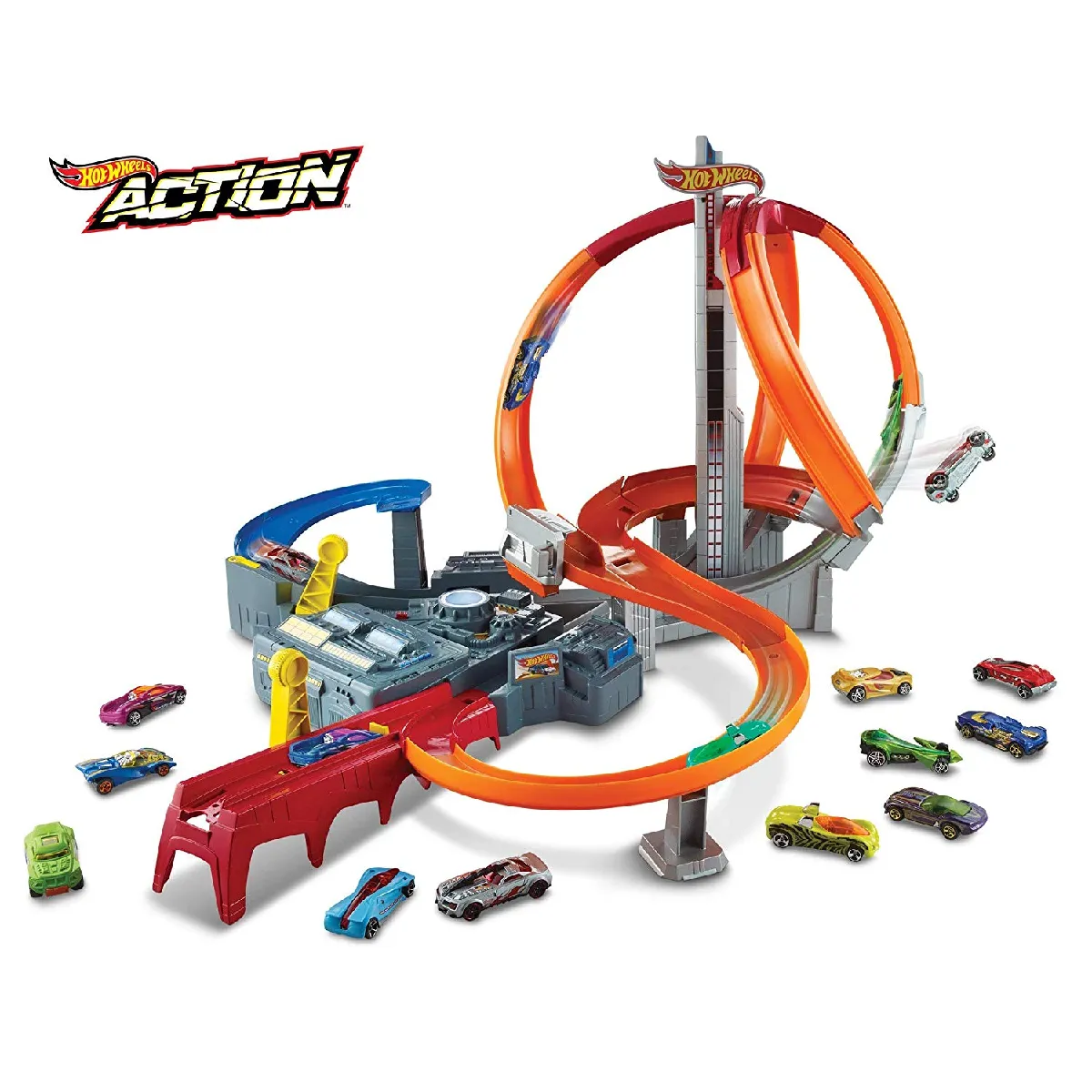 Hot Wheels- Spin Storm Track Set, CDL45, Multicolore