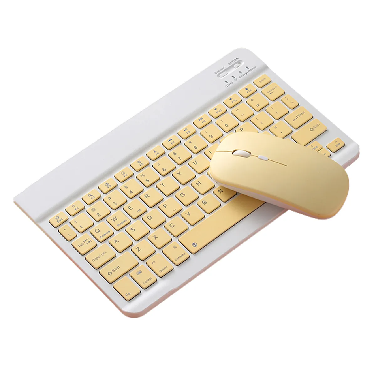 Ensemble De Peignes Clavier Souris Bluetooth 2,4 GHz Pour IPad 10 Pouces Jaune