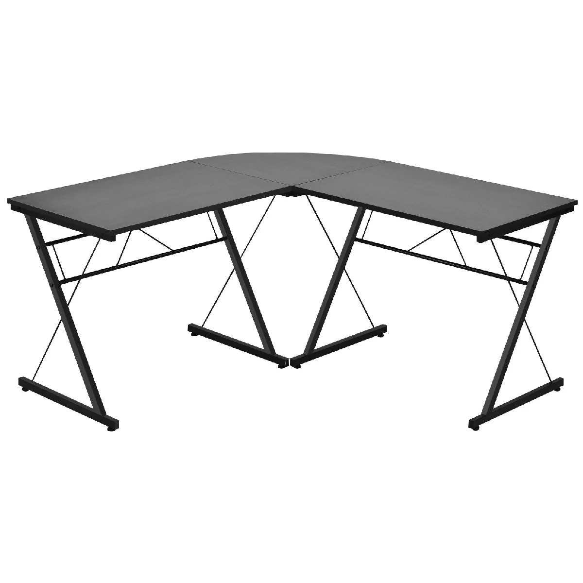 Bureau d'ordinateur en forme de L détachable à angle réversible 150x150x76cm noir 20_0004835