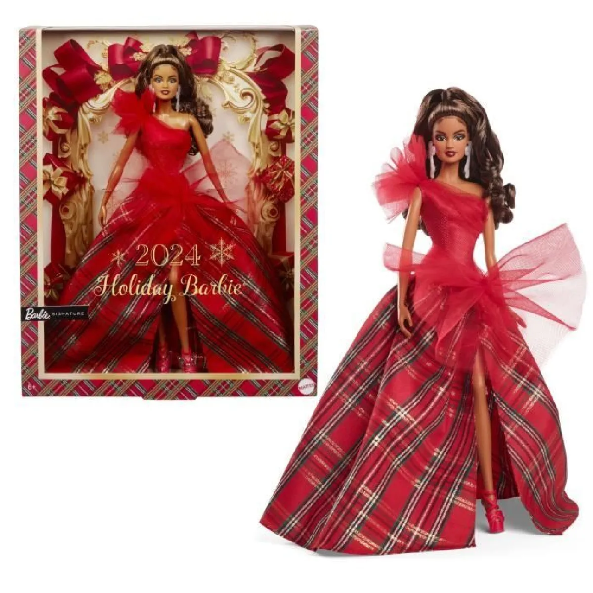 BARBIE Poupée joyeux noël châtain HRM63