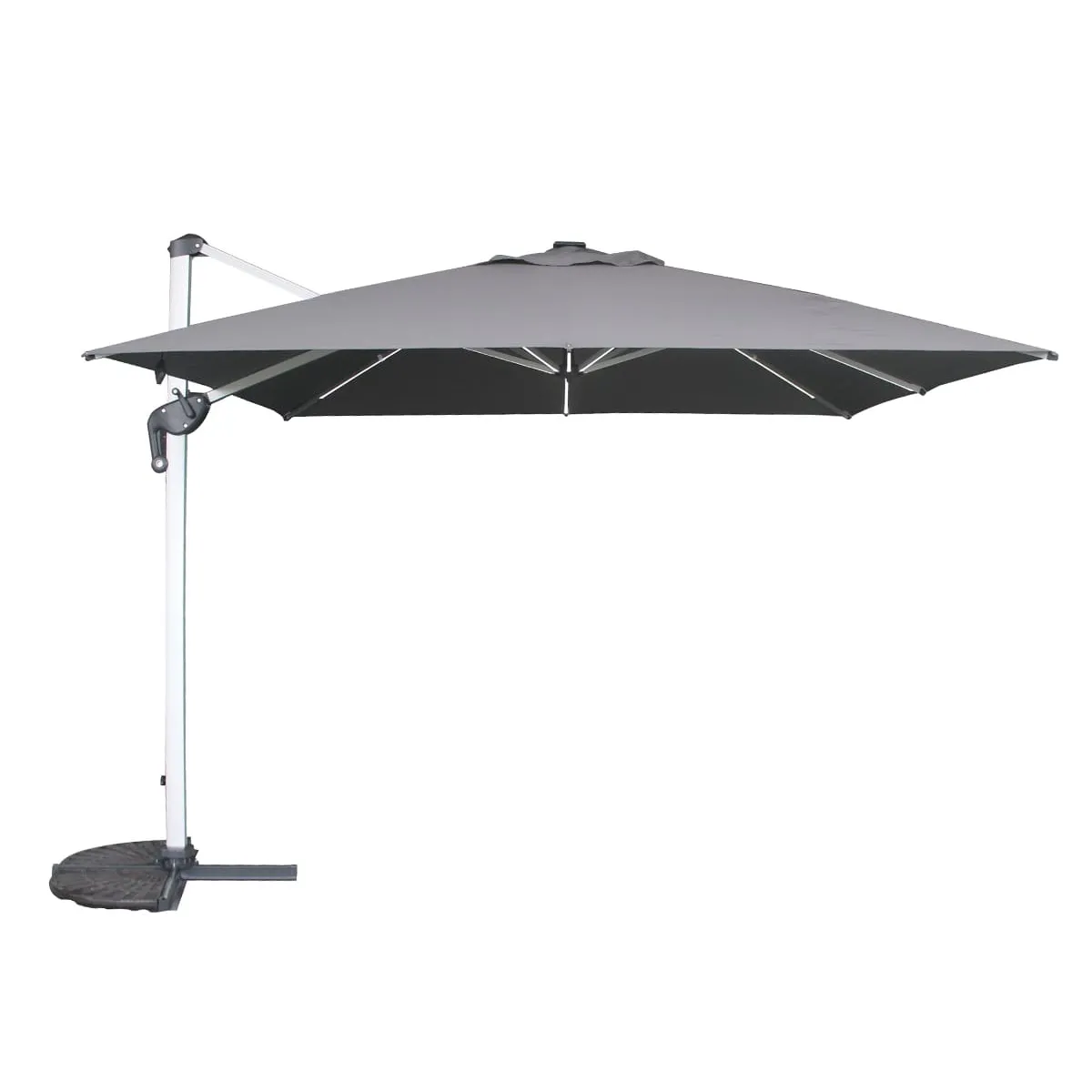 Parasol déporté droit carré Equador Ardoise avec LED 3 x 3 m - Hespéride