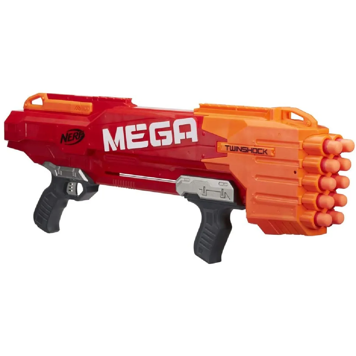 pistolet et flechettes Elite Mega Twinshock orange rouge