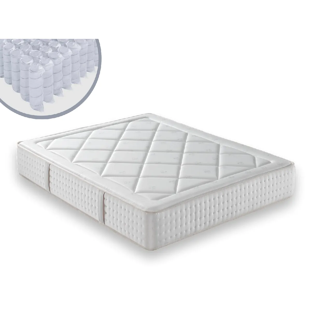 Matelas 140X200 SEVILLA Épaisseur 31 CM - Rembourrage super doux sur deux faces - Ressorts ensachés -Dureté moyenne