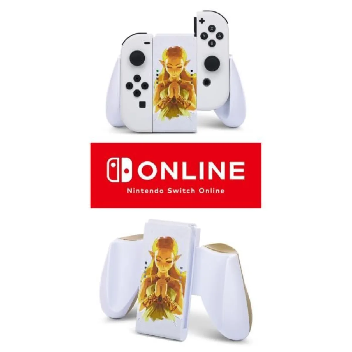 Grip SWITCH Blanc confort ZELDA Design pour Joycon (License Officielle Nintendo) - Princesse Zelda